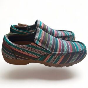 NWT Roper Aztec Multicolor Western Canvas Slip On Loafers size 6